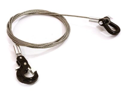 Realistic 1/10 Scale Steel Tow Cable, D-Ring & Tow Hooks for Off-Road Crawler