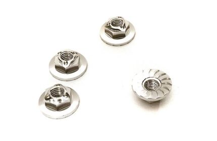 Realistic M4 Size Machined 4mm Serrated Wheel Nuts Flanged for Most 1/10 Scale