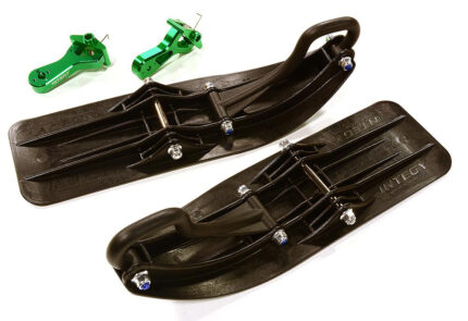 Green Front Sled Ski Attachment Set for Losi 1/10 Lasernut U4 4WD RTR (for RWD)