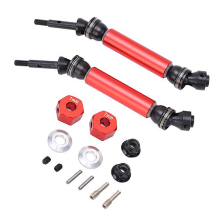 Red Heavy-Duty Steel Rear Universal Drive Shaft (2) for Traxxas 1/10 Slash 2WD