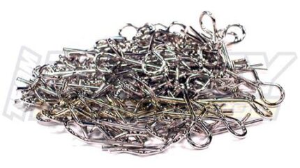 Bent-Up Body Clips (100) for 1/10 Short Course & Monster Trucks(LxW=19.5x6.5mm)