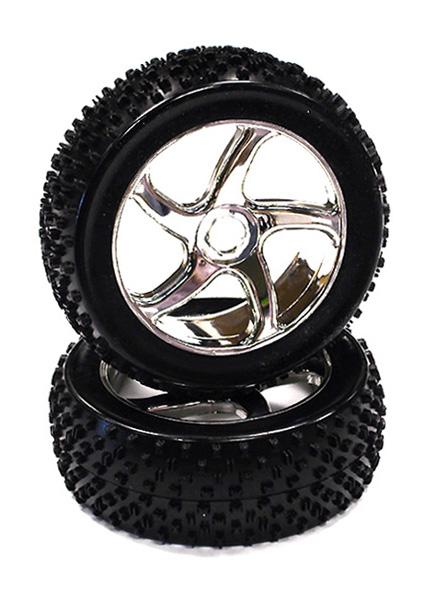 Mounted 1/8 Buggy 5 Spoke-S 17mm Wheel+Pattern X Tire Set (2) (O.D.=110mm)