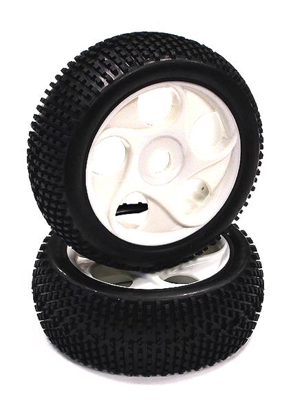 Mounted 1/8 Buggy Aero-5 Spoke 17mm Wheel+Pattern H Tire Set (2) (O.D.=110mm)