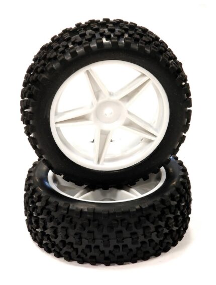 Pre-Mounted 1/10 Buggy 5 Spoke Front 32mm All Terrain Q4024 12mm Hex (O.D. 87mm)