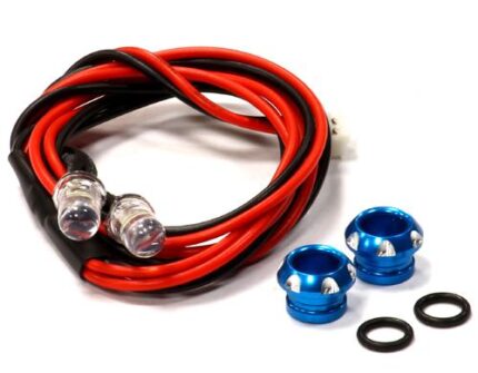 Billet Machined Alloy LED Holder Set 5mm Size + (2) White LED Light