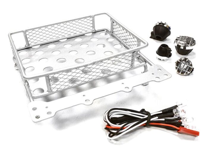 V2 Realistic 1/10 Scale Metal Luggage Tray 101x82mm with 4 LED Spot Light Set - Image 1