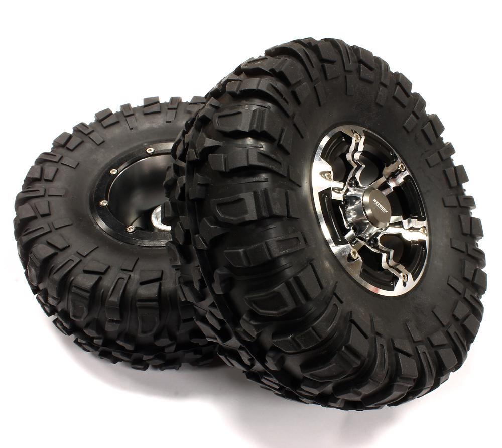 Billet Machined X7 Spoke 2.2 Wheel & Tire Set (2) for Rock Crawler (O.D.=132mm)