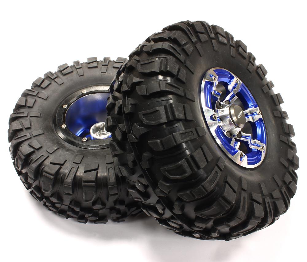 Billet Machined X7 Spoke 2.2 Wheel & Tire Set (2) for Rock Crawler (O.D.=132mm)