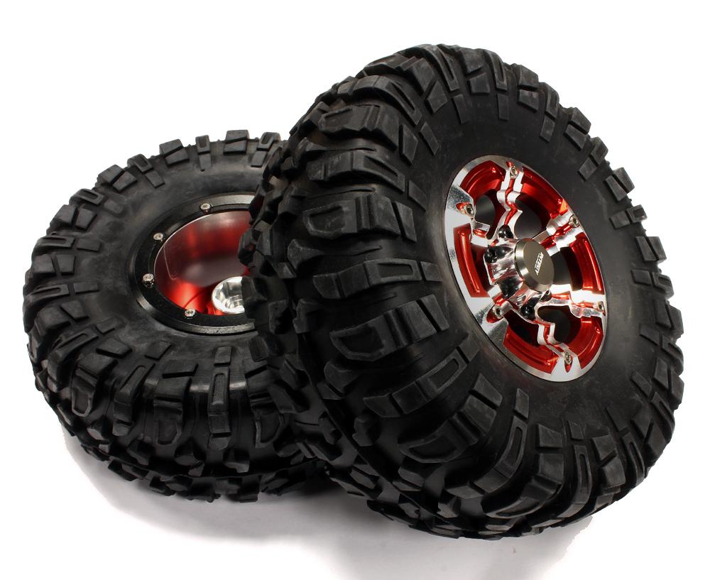 Billet Machined X7 Spoke 2.2 Wheel & Tire Set (2) for Rock Crawler (O.D.=132mm)