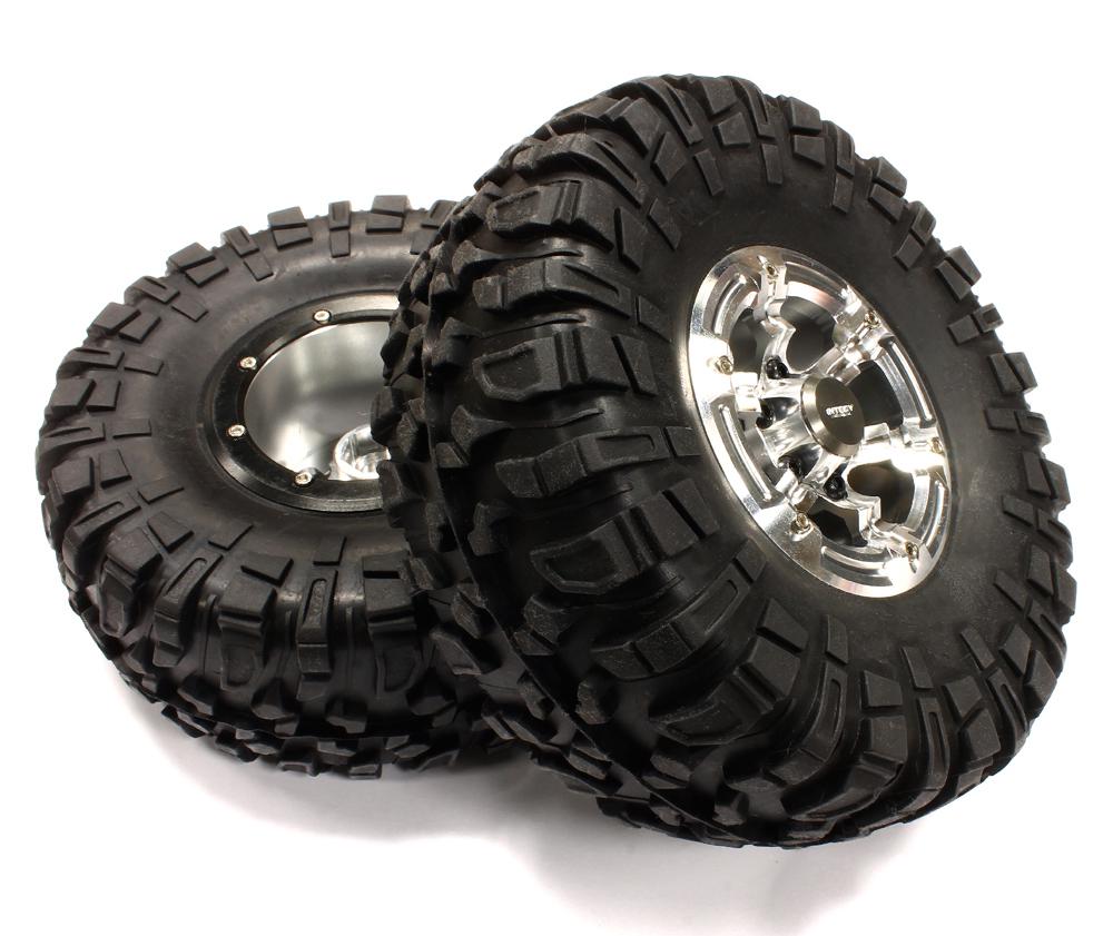 Billet Machined X7 Spoke 2.2 Wheel & Tire Set (2) for Rock Crawler (O.D.=132mm)