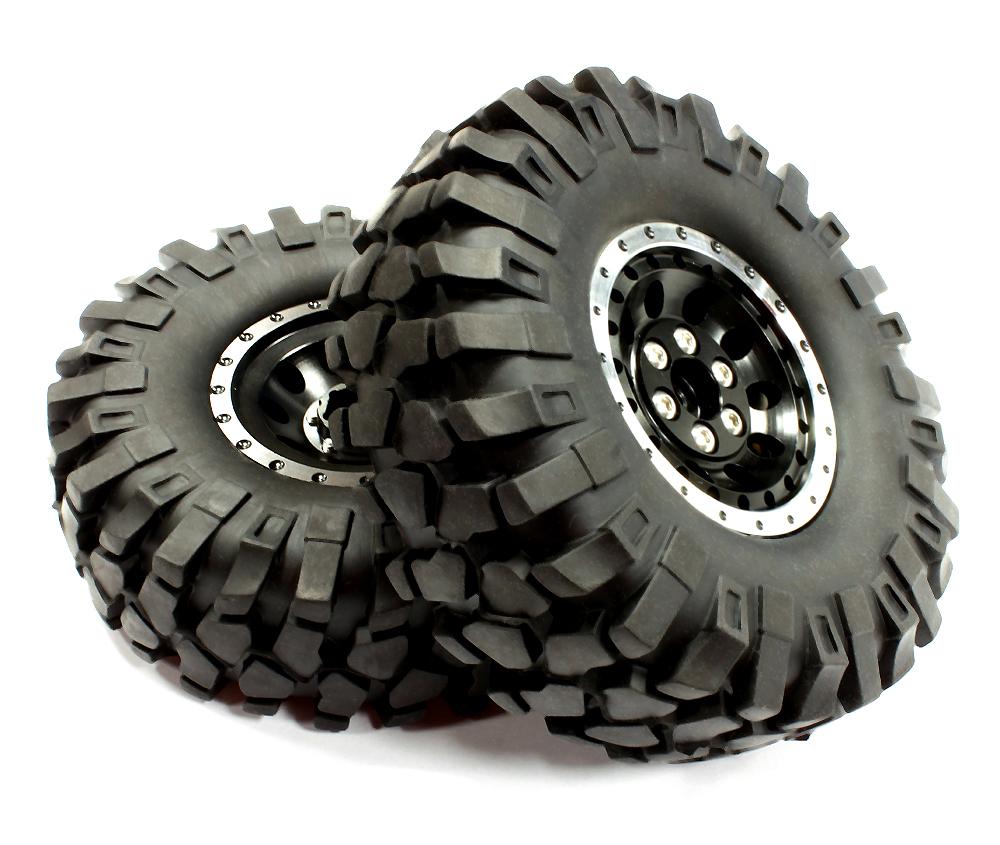Billet Machined Type XS 1.9 Size Wheel & Tire (2) for Scale Crawler (O.D.=110mm)