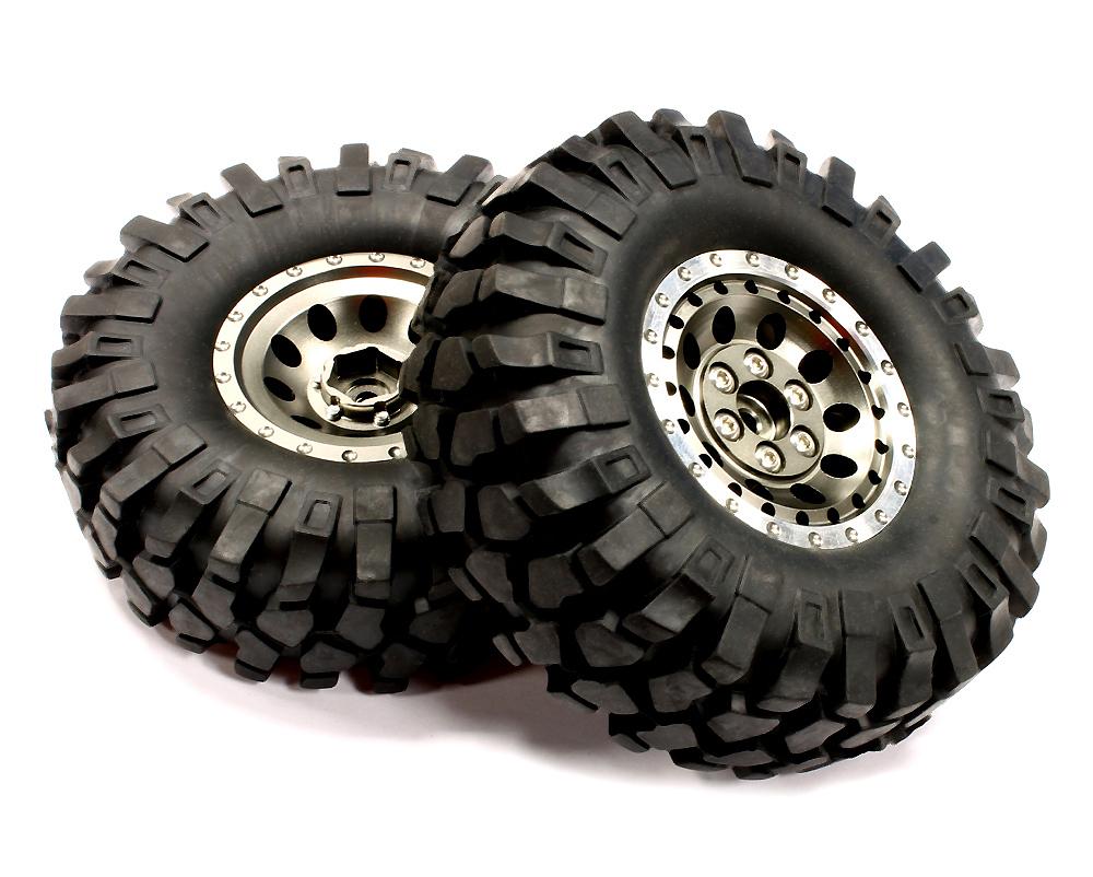 Billet Machined Type XS 1.9 Size Wheel & Tire (2) for Scale Crawler (O.D.=110mm)