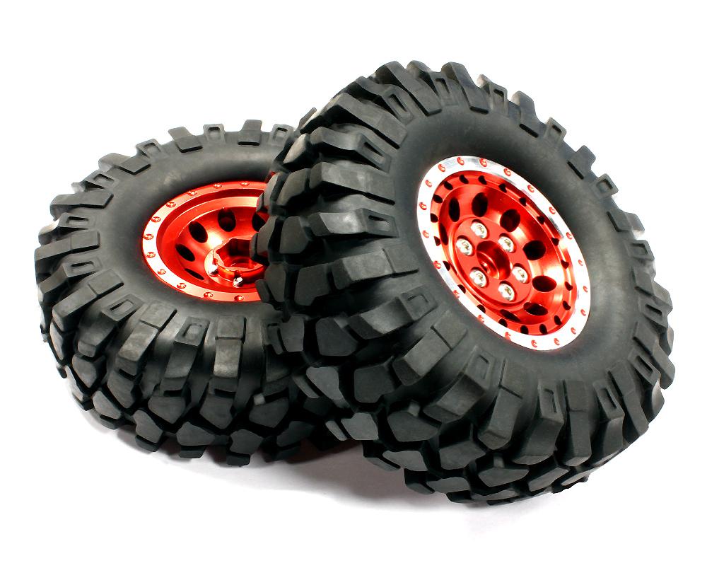 Billet Machined Type XS 1.9 Size Wheel & Tire (2) for Scale Crawler (O.D.=110mm)