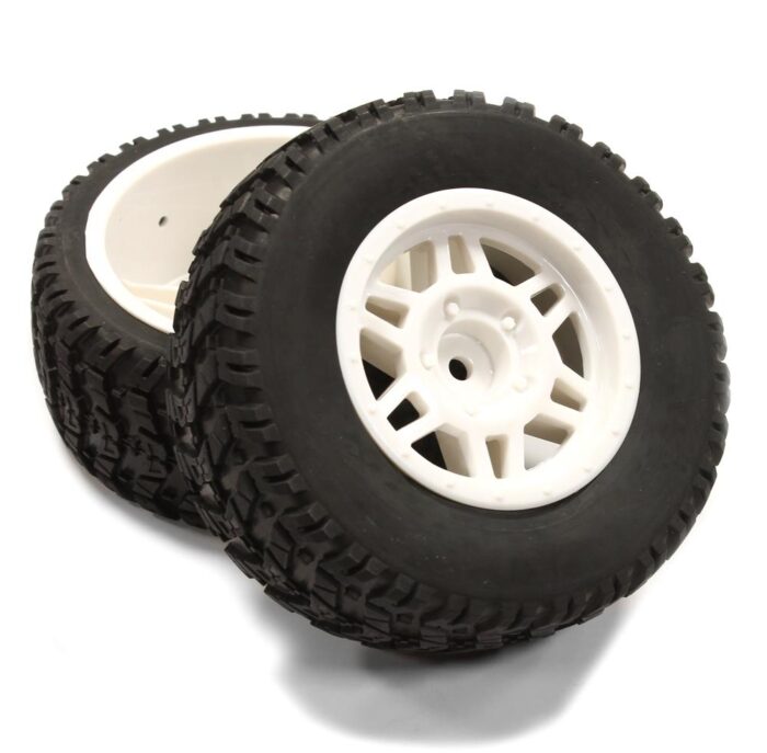 All Terrain HX Tires+D6 Spoke Wheels(2)12mm Hex for 1/10 Short Course (OD=105mm) - Image 1