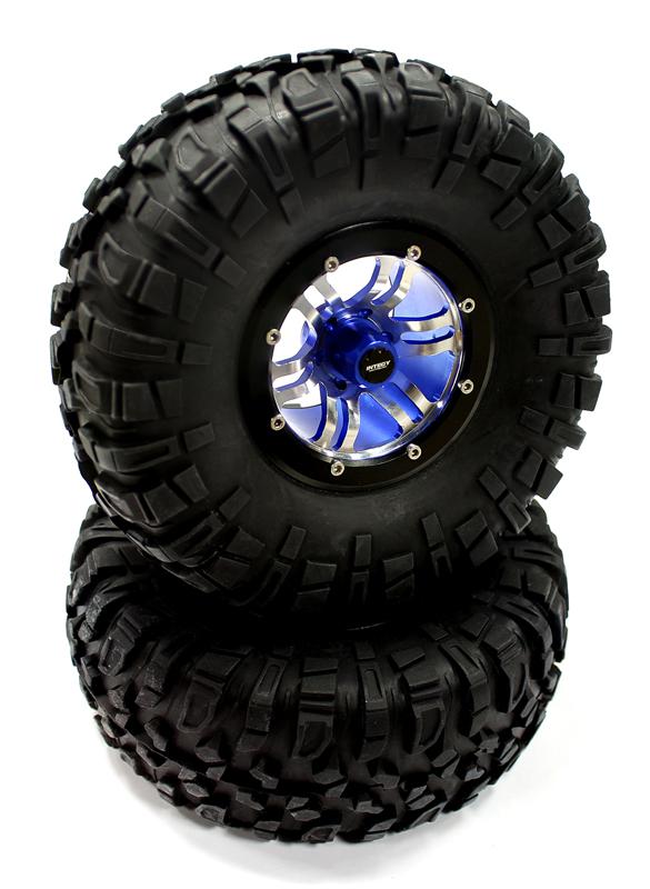 Billet Machined D6 Spoke 2.2 Wheel & Tire Set (2) for Rock Crawler (O.D.=132mm)