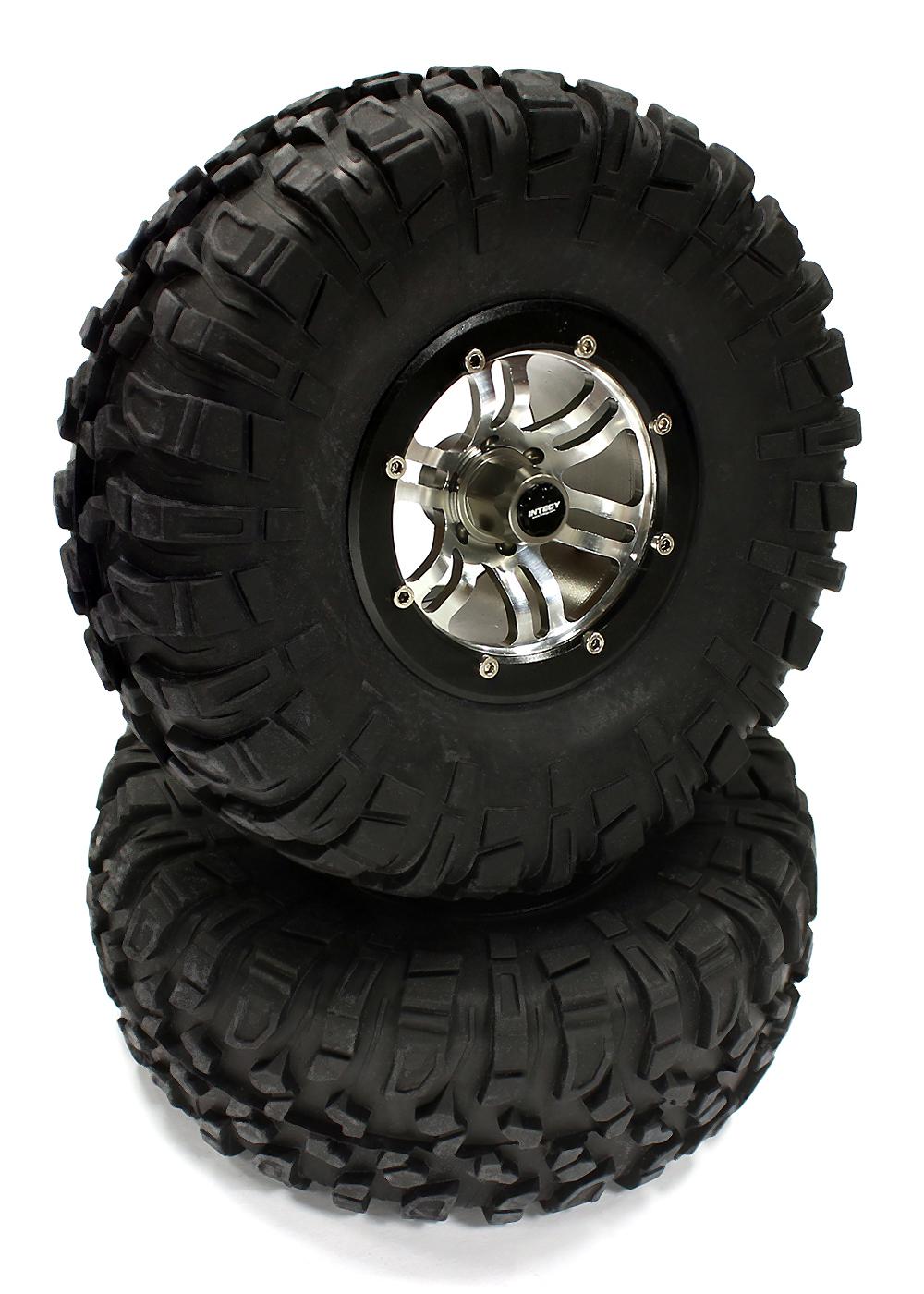 Billet Machined D6 Spoke 2.2 Wheel & Tire Set (2) for Rock Crawler (O.D.=132mm)