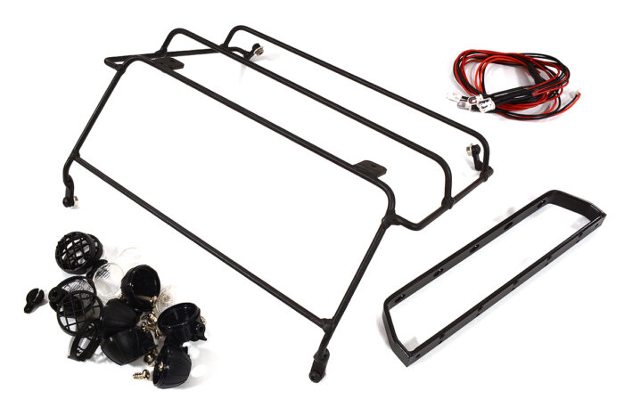 Realistic Steel Roll Bar w/ LED Spot Lights (5) for 1/10 D90 Scale Body - Image 1