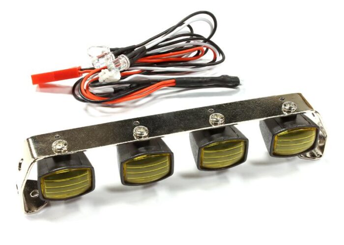 Realistic Roof Top Spot LED (4) Light Set 107mm Wide for 1/10 Scale Off-Road - Image 1