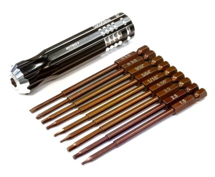 QuickPit 9pcs Set, Phillips+Flat+Hex Tip Set (0.05 1.5 1/16 5/64 2.5 3/32 3.0)