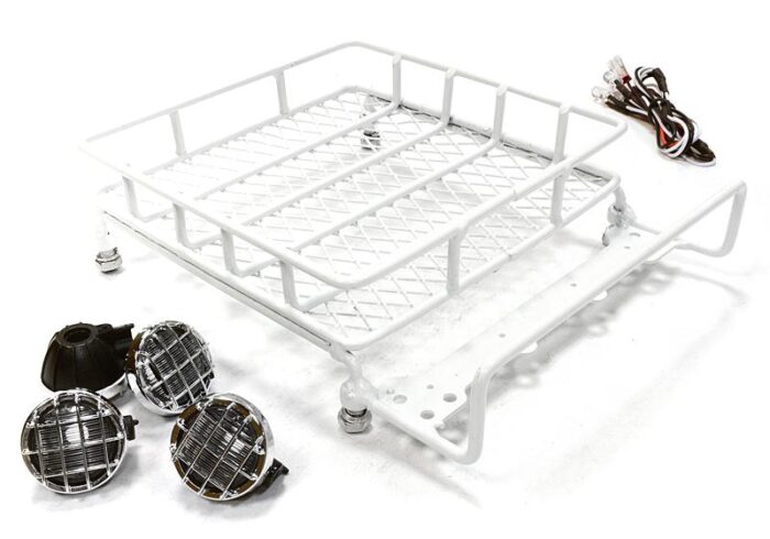 V3 Realistic 1/10 Scale Metal Luggage Tray 144x116mm with 4 LED Spot Light Set - Image 1