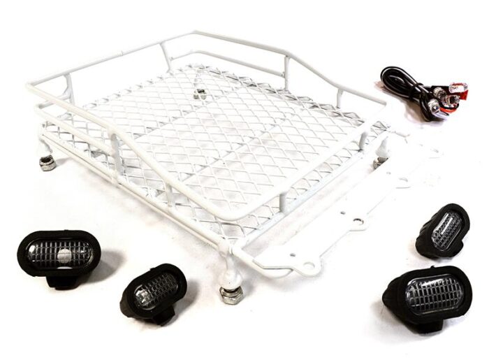 Realistic 1/10 Scale Metal Luggage Tray 147x106mm with 4 LED Spot Light Set - Image 1
