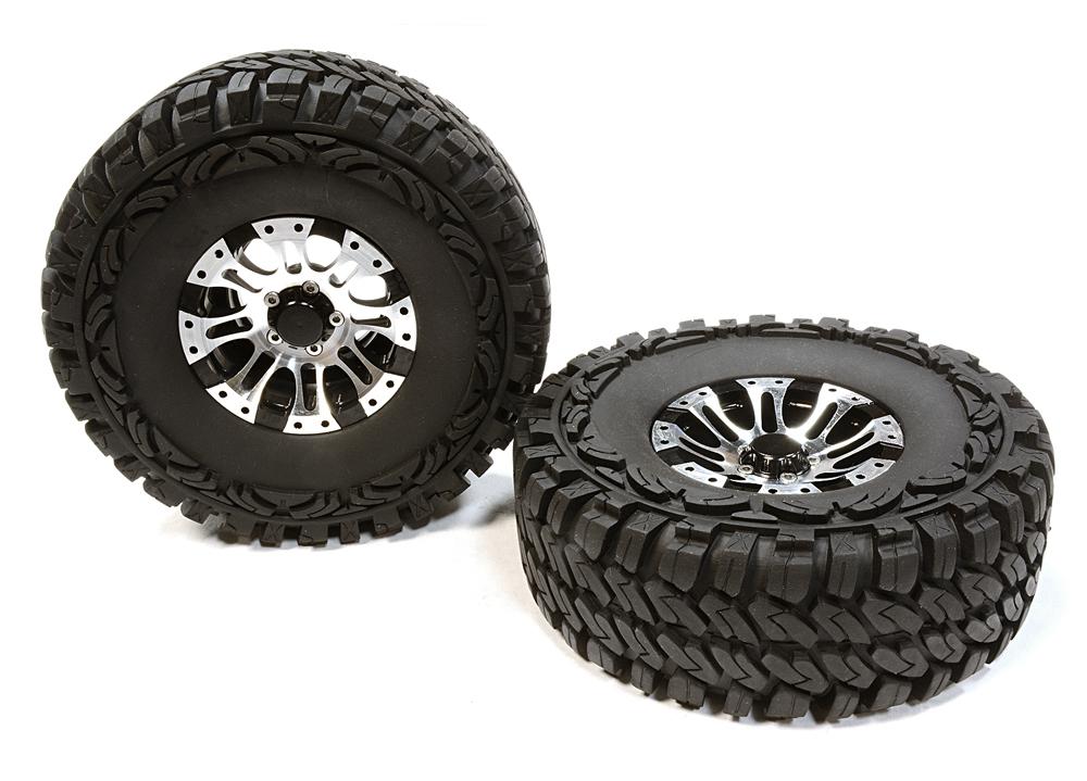 Billet Machined 8 Spoke DT 1.9 Wheel & Tire (2) for Scale Crawler (O.D.=113mm)
