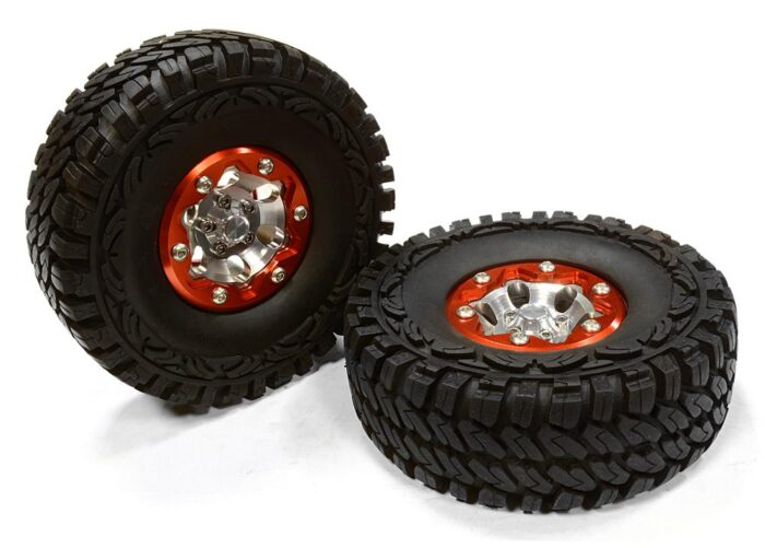 Billet Machined 6H Spoke ST 1.9 Wheel & Tire (2) for Scale Crawler (O.D.=113mm) - Image 1