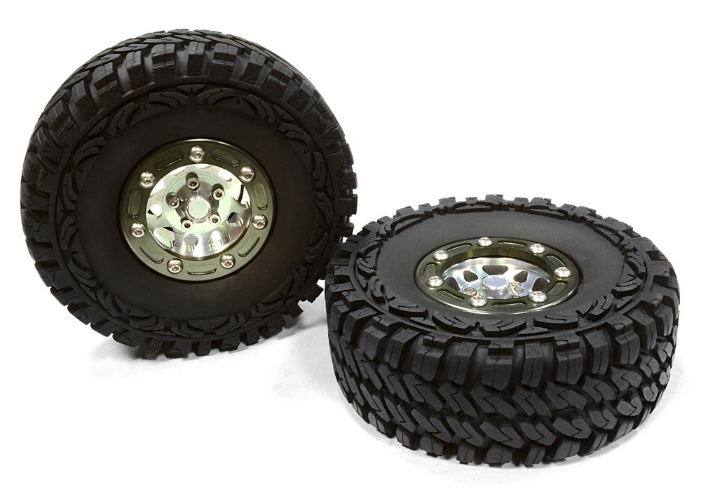 Billet Machined 10 Spoke 2A 1.9 Wheel & Tire (2) for Scale Crawler (O.D.=113mm)