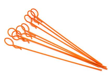 Orange Color Bent-Up Body Clips (8) for 1/10 RC Cars & Trucks (LxW=122x13mm)