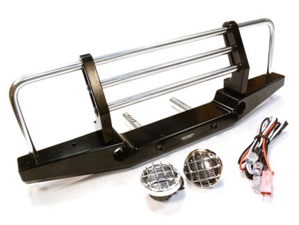Realistic Metal Front Bumper with LED for Axial SCX-10 43mm Mount