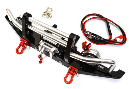 Machined Front Bumper w/ Winch & LED (2) for SCX-10 Dingo & Honcho 43mm Mount