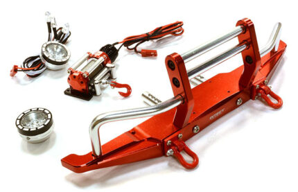 Machined Front Bumper w/ Winch & LED (2) for SCX-10 Dingo & Honcho 43mm Mount