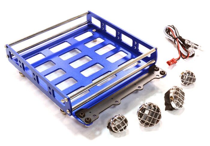 Realistic 1/10 Scale Alloy Luggage Tray 132x115x29mm with 4 LED Spot Light Set - Image 1