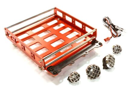 Realistic 1/10 Scale Alloy Luggage Tray 132x115x29mm with 4 LED Spot Light Set