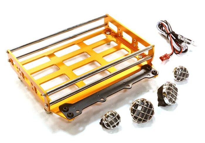 Realistic 1/10 Scale Alloy Luggage Tray 102x125x29mm with 4 LED Spot Light Set - Image 1