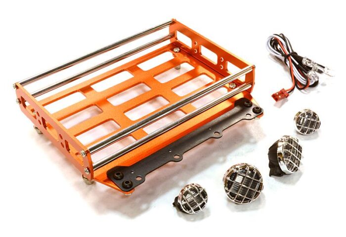 Realistic 1/10 Scale Alloy Luggage Tray 102x125x29mm with 4 LED Spot Light Set - Image 1