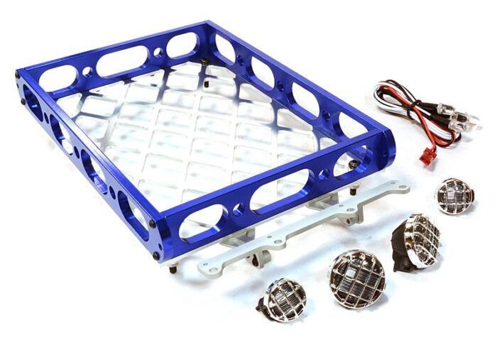 Realistic 1/10 Scale Alloy Luggage Tray 180x116x29mm with 4 LED Spot Light Set - Image 1