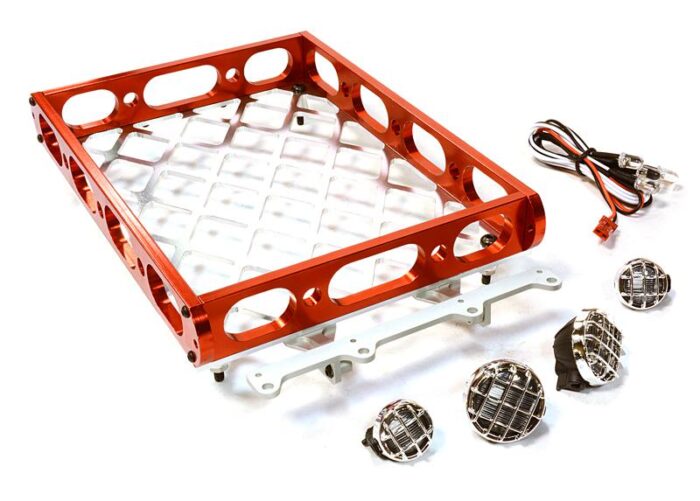 Realistic 1/10 Scale Alloy Luggage Tray 180x116x29mm with 4 LED Spot Light Set - Image 1