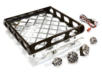 Realistic 1/10 Scale Alloy Luggage Tray 167x134x29mm with 4 LED Spot Light Set