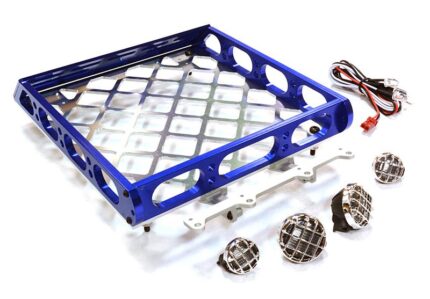 Realistic 1/10 Scale Alloy Luggage Tray 167x134x29mm with 4 LED Spot Light Set