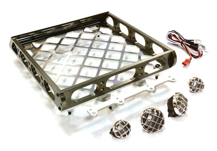 Realistic 1/10 Scale Alloy Luggage Tray 167x134x29mm with 4 LED Spot Light Set - Image 1