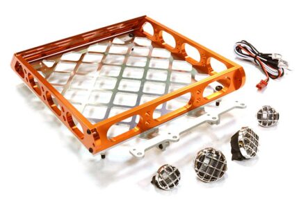 Realistic 1/10 Scale Alloy Luggage Tray 167x134x29mm with 4 LED Spot Light Set