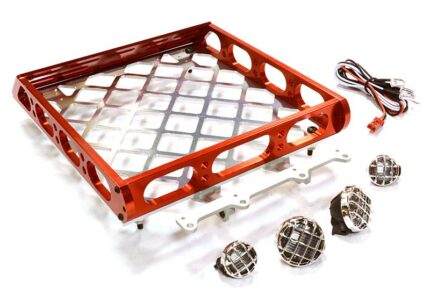 Realistic 1/10 Scale Alloy Luggage Tray 167x134x29mm with 4 LED Spot Light Set
