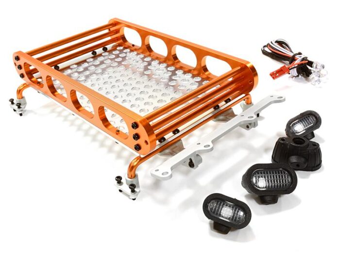 Realistic 1/10 Scale Alloy Luggage Tray 155x109x36mm with 4 LED Spot Light Set - Image 1