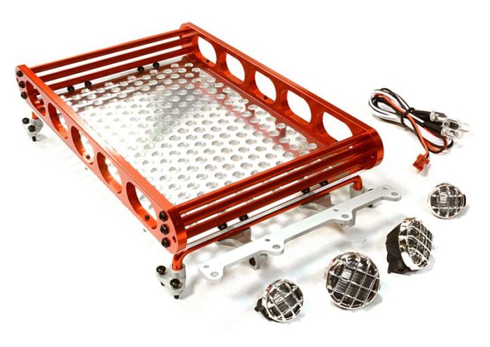 Realistic 1/10 Scale Alloy Luggage Tray 188x110x38mm with 4 LED Spot Light Set - Image 1