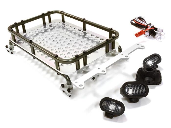 Realistic 1/10 Scale Alloy Luggage Tray 154x98x33mm with 4 LED Spot Light Set - Image 1