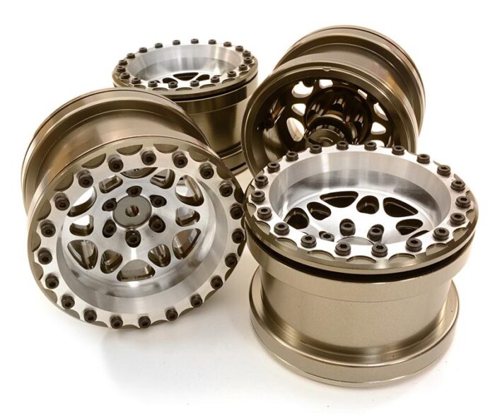 Billet Machined D6 Spoke Wheel Set (4) for Axial 1/10 Yeti Rock Racer - Image 1