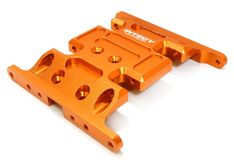 C26712ORANGE Billet Machined Center Gearbox Mount Skid Plate for Axial 1/10 SCX-10 Crawler - Image 1