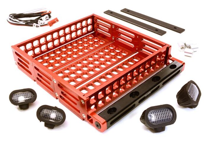 Realistic 1/10 Scale Alloy Luggage Tray 124x107x24mm with 4 LED Spot Light Set - Image 1
