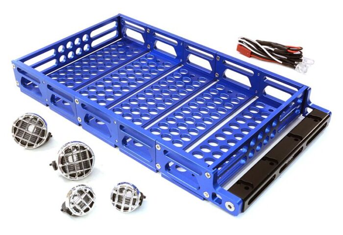 Realistic 1/10 Scale Alloy Luggage Tray 192x106x24mm with 4 LED Spot Light Set - Image 1